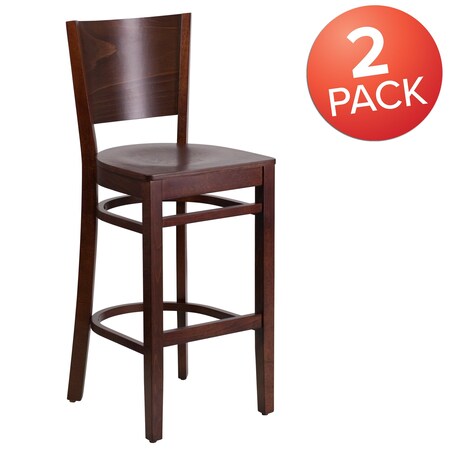 Flash Furniture Lacey Series Solid Back Walnut Wood Restaurant Barstool, PK2 2-XU-DG-W0094BAR-WAL-WAL-GG