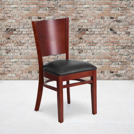 Flash Furniture Mahogany Wood Chair-Blk Vinyl, PK2 2-XU-DG-W0094B-MAH-BLKV-GG