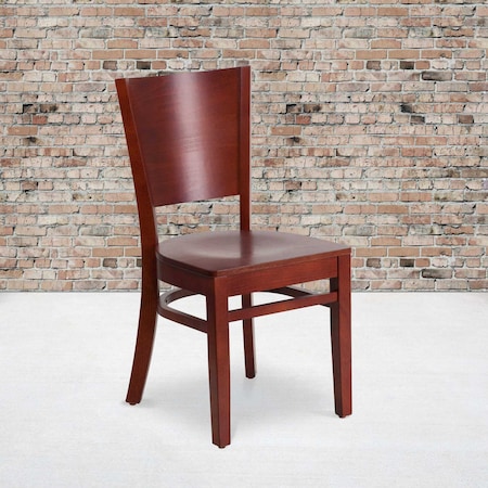 Flash Furniture Lacey Series Solid Back Mahogany Wood Restaurant Chair, PK2 2-XU-DG-W0094B-MAH-MAH-GG