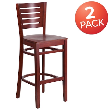 Flash Furniture Darby Series Slat Back Mahogany Wood Restaurant Barstool, PK2 2-XU-DG-W0108BBAR-MAH-MAH-GG