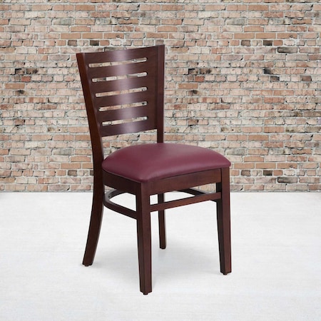 Flash Furniture Walnut Wood Chair-Burg Vinyl, PK2 2-XU-DG-W0108-WAL-BURV-GG