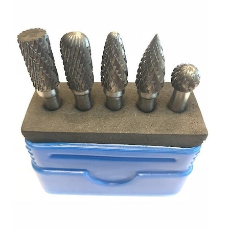 Hhip 5 Piece 1/4" Shank Double Cut Carbide Burr Set 3000-0005
