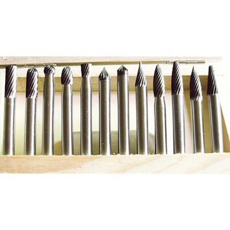 Hhip 12 Piece 1/4" Shank Double Cut Carbide Burr Set 3000-0012