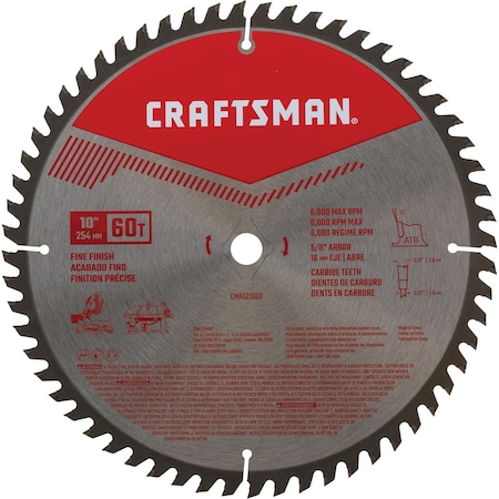 Craftsman Saw Blade, 10-in 60T CMAS21060