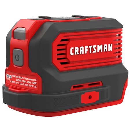 Craftsman Power Inverter, 150 W Peak, 150 W Continuous, 1 Outlets CMCB1150B