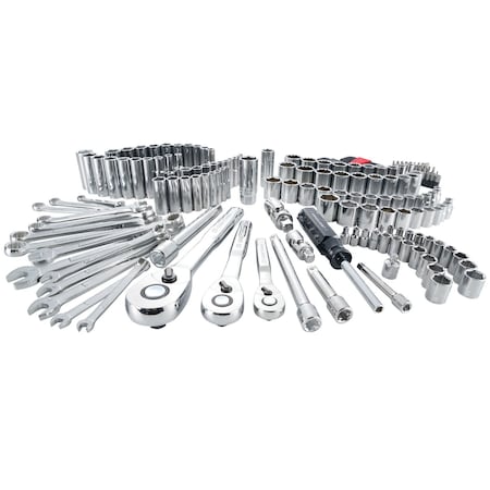 1/4 | 3/8 | 1/2 Drive Tool Set, 189-pc 3 Drive Mechanics Tool, Fractional & Metric, 189 pcs