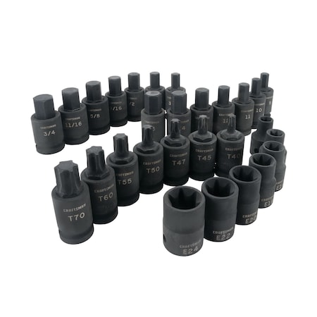 Craftsman 1/2" Drive Sockets, 28-pc 1/2" Drive Impact Bit Soc Black Oxide CMMT42031