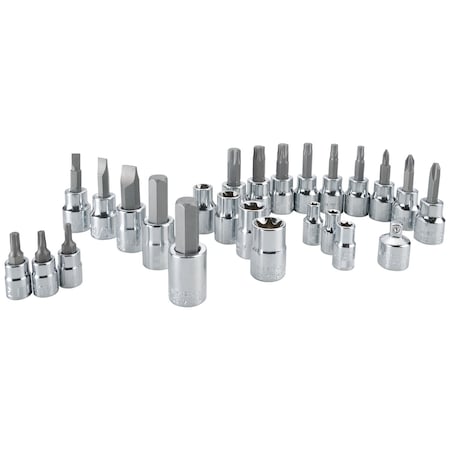 Craftsman Sockets, 25-pc Bit Socket And External T 1/4, 3/8 Dr, Full Polish Chrome CMMT99258