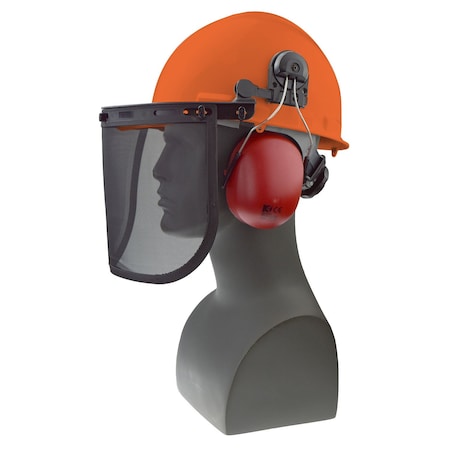 Radians Front Brim Hard Hat Loggers Combo, Ratchet, Orange 300-ORVM
