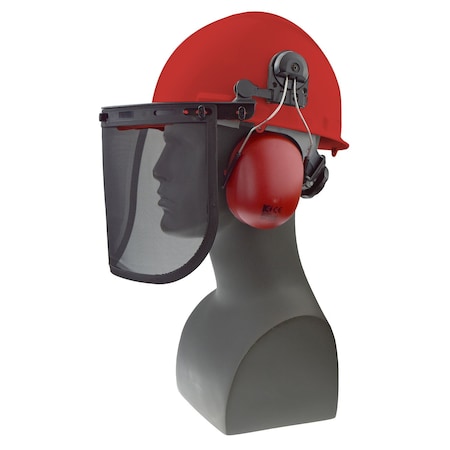 Radians Front Brim Hard Hat Loggers Combo, Ratchet, Red 300-RRVM