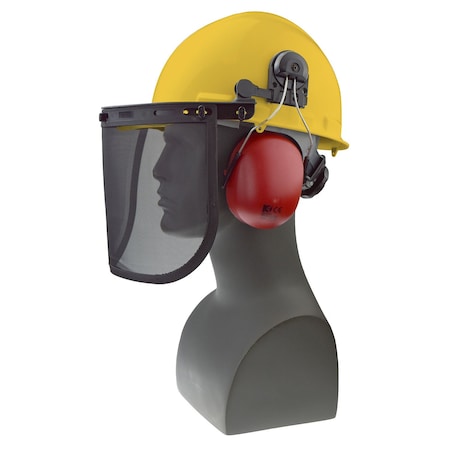 Radians Front Brim Hard Hat Loggers Combo, Ratchet, Yellow 300-YRVM
