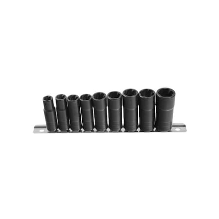 Ken-Tool Twist Socket Set, On Rail, 9 pcs. 30109