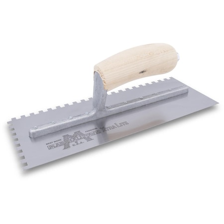 Marshalltown Notched Trowel, Curvd Hndl, 1/4"x1/4"x1/4" 702S