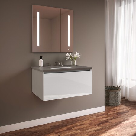 Robern Curated Cartesian Single Drawer Vanity, 30 X 15 White/Gray 30219100NB00001