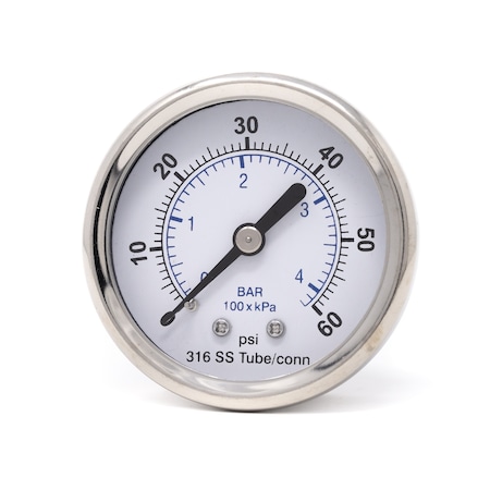 Pic Gauges Gauge, 2", 0/60psi, 1/4" CBM, LF, W/U-Clamp, 2 In Dial, 1/4 - Foto 6