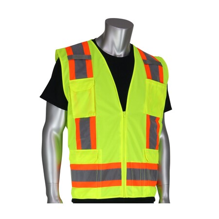 Pip Surveyors Vest With Zipper Closure, Mesh 302-0500-YEL/3X