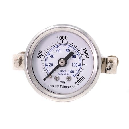 Pic Gauges 1 1/2 in Dial, 1/8 in NPT Male Back Location, Stainless Steel Case Material PRO-303D-158O-01