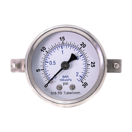 Pic Gauges 2 in Dial, 1/4 in NPT Male Back Location, Stainless Steel Case Material PRO-303D-204C-01
