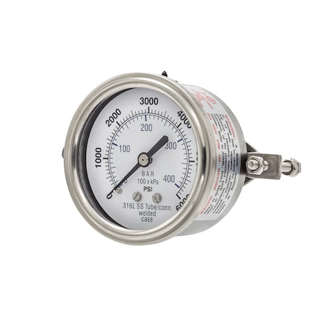 Pic Gauges 2 1/2 in Dial, 1/4 in NPT Male Back Location, Stainless Steel Case Material PRO-303D-254S-01