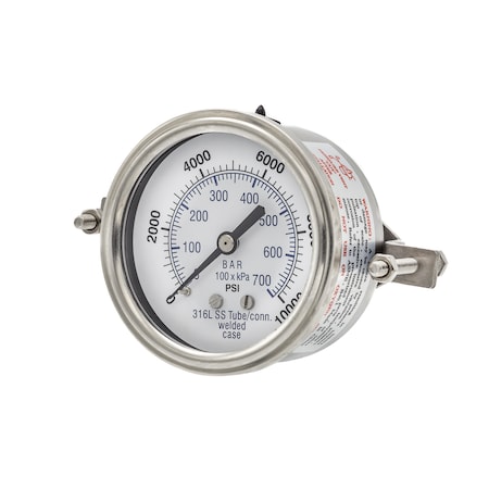 Pic Gauges 2 1/2 in Dial, 1/4 in NPT Male Back Location, Stainless Steel Case Material PRO-303D-254U-01