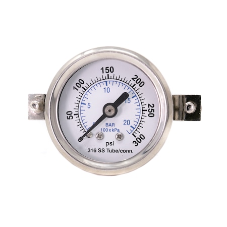Pic Gauges 1 1/2 in Dial, 1/8 in NPT Male Back Location, Stainless Steel Case Material PRO-303D-158H-01