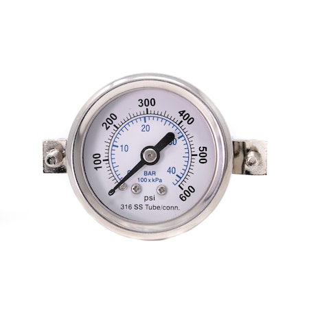 Pic Gauges 1 1/2 in Dial, 1/8 in NPT Male Back Location, Stainless Steel Case Material PRO-303D-158K-01