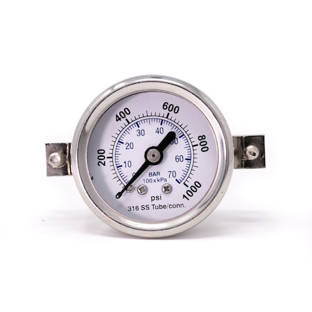 Pic Gauges 1 1/2 in Dial, 1/8 in NPT Male Back Location, Stainless Steel Case Material PRO-303D-158M-01