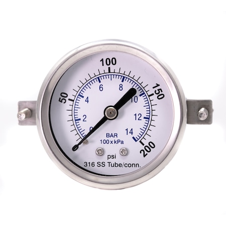 Pic Gauges 2 in Dial, 1/4 in NPT Male Back Location, Stainless Steel Case Material PRO-303D-204G-01