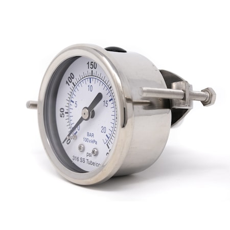 Pic Gauges 2 in Dial, 1/4 in NPT Male Back Location, Stainless Steel Case Material PRO-303D-204H-01