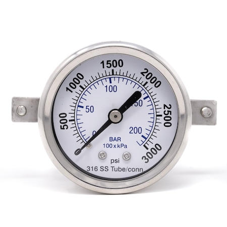 Pic Gauges 2 in Dial, 1/4 in NPT Male Back Location, Stainless Steel Case Material PRO-303D-204P-01