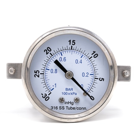 Pic Gauges 2 in Dial, 1/8 in NPT Male Back Location, Stainless Steel Case Material PRO-303D-208A-01