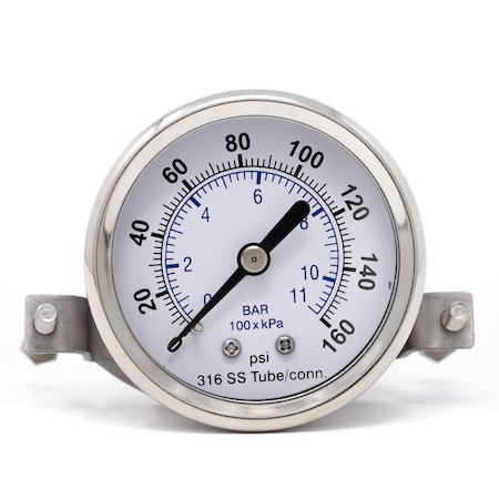 Pic Gauges 2 in Dial, 1/8 in NPT Male Back Location, Stainless Steel Case Material PRO-303D-208F-01