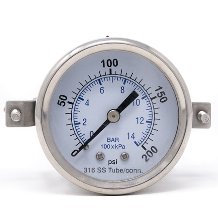 Pic Gauges 2 in Dial, 1/8 in NPT Male Back Location, Stainless Steel Case Material PRO-303D-208G-01