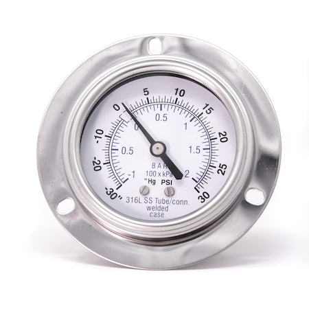 Pic Gauges 2 1/2 in Dial, 1/4 in NPT Male Back Location, Stainless Steel Case Material PRO-304D-254CC-01