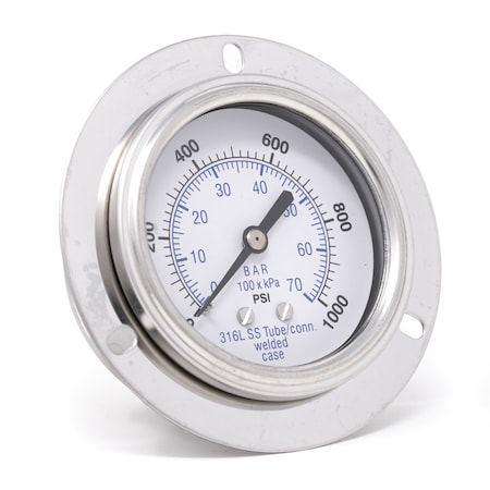 Pic Gauges 2 1/2 in Dial, 1/4 in NPT Male Back Location, Stainless Steel Case Material PRO-304D-254M-01