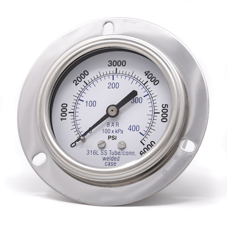 Pic Gauges 2 1/2 in Dial, 1/4 in NPT Male Back Location, Stainless Steel Case Material PRO-304D-254S-01