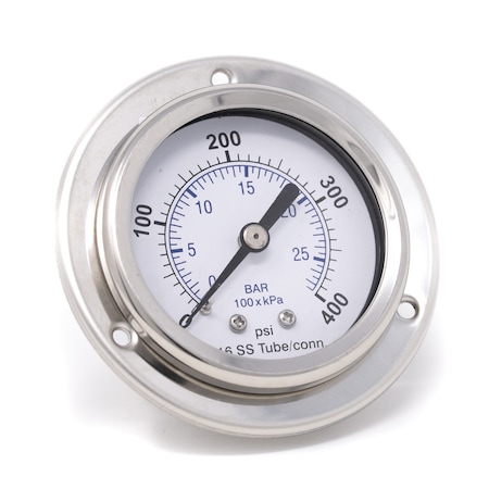 Pic Gauges 2 in Dial, 1/4 in NPT Male Back Location, Stainless Steel Case Material PRO-304D-204I-01