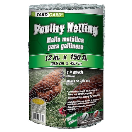 Yardgard Poultry Netting, 20 ga., 1", 12"x150 ft. 308418B
