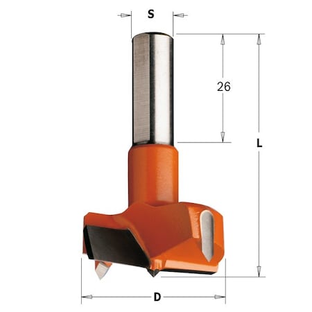 Cmt Hinge Boring Bit, Left, 35mm dia., 57.5mm L 317.350.12
