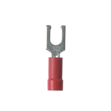 Panduit Fork Terminal, #6 Stud Size, 18 AWG, Vinyl Insulated, Red, 25 PK EV18-6LFB-Q