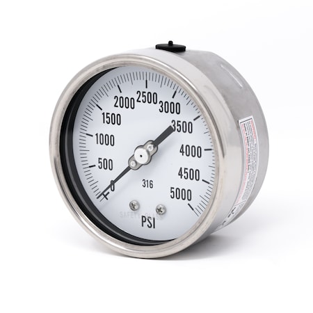 Pic Gauges 4 in Dial, 1/4 in NPT Male Lower Back Location, Stainless Steel Case Material PRO-312D-404R