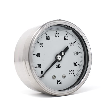 Pic Gauges 4 in Dial, 1/2 in NPT Male Lower Back Location, Stainless Steel Case Material PRO-312L-402G