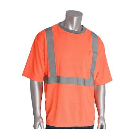 Pip Crew Neck Wicking Polyester T-Shirt, Class 2, R2, Polyester, Orange, 5X 312-1200-OR/5X
