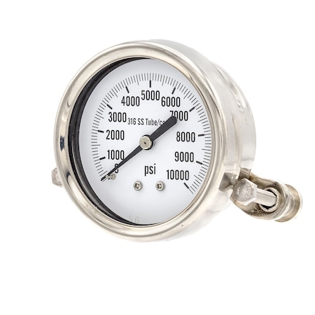 Pic Gauges 2 1/2 in Dial, 1/4 in NPT Male Lower Back Location, Stainless Steel Case Material PRO-313D-254U