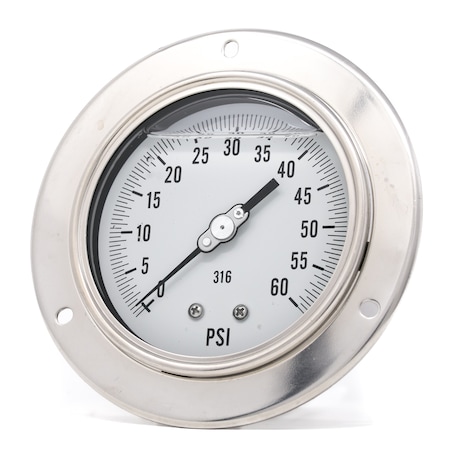 Pic Gauges 4 in Dial, 1/2 in NPT Male Lower Back Location, Stainless Steel Case Material PRO-314L-402D