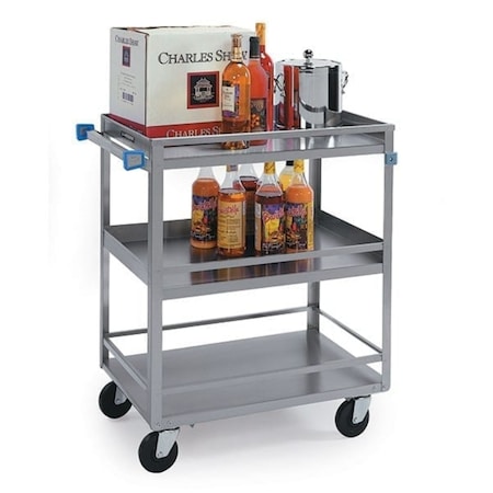Lakeside Stainless Steel 3 Shelf Guard Rail Cart; 300 lb Capacity, 15-1/2"x24" 316