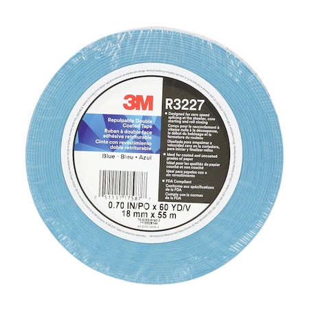 3M Repulpb Dble Coatd Tape, 12mmx55, Blu, PK72 R3227
