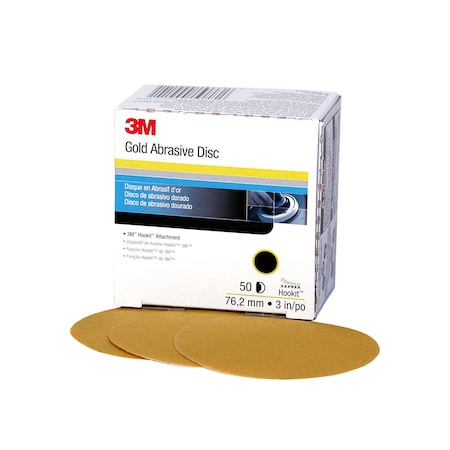 3M Gold Disc, 3 in Dia, Aluminum Oxide, P320 Grit 914 216U 3XNH