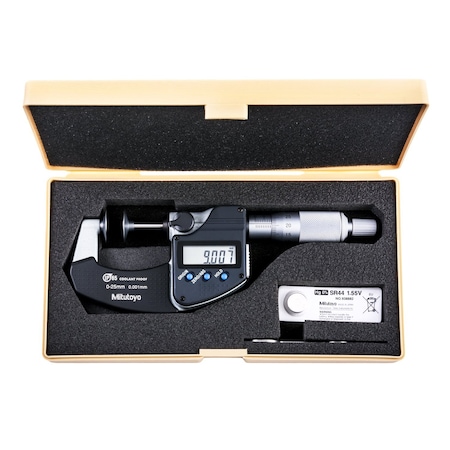 Mitutoyo Micrometer, Digimatic, Disc, 0-25mm, IP65 323-250