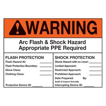 Panduit Sign, Warning Arc Flash, Orange/White, PK5, PVS0305W2101Y PVS0305W2101Y